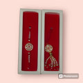 Bhaiya Bhabhi duo rakhi set with red minakari stone work
