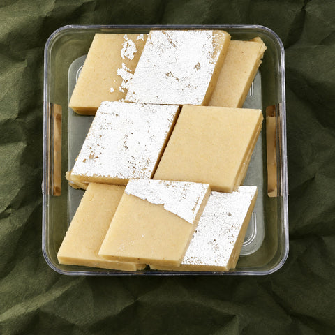 Kaju Katli in a clear box