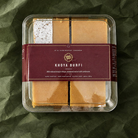 Khoya Burfi in a clear box