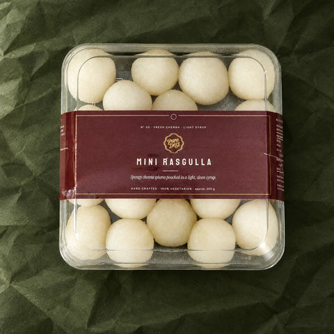 Mini Rasgulla in a clear box