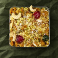 Moong Dal Halwa in a clear box